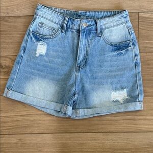 SHEIN Light Blue Distressed Jean Shorts